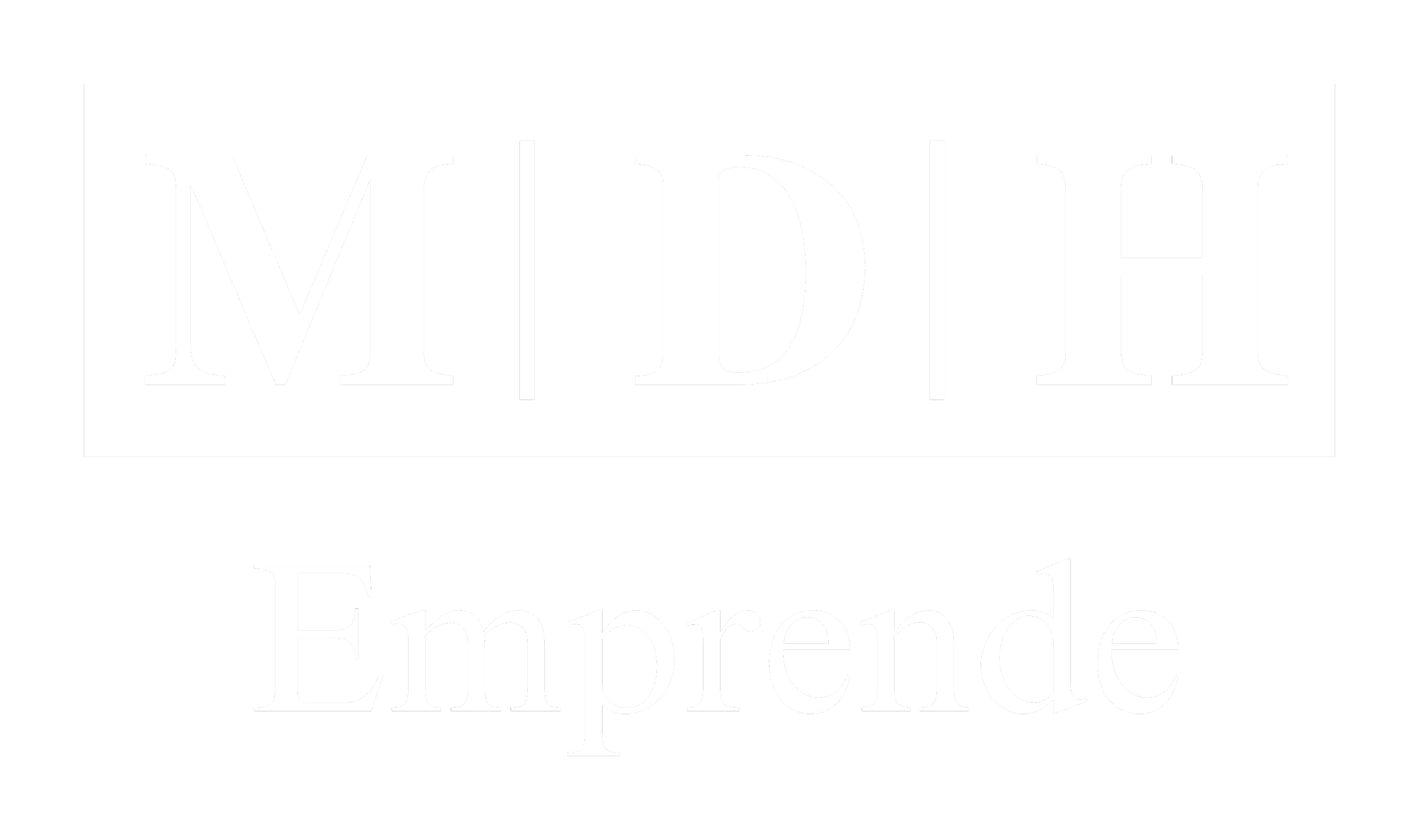 Logo MDH Emprende, formato blanco